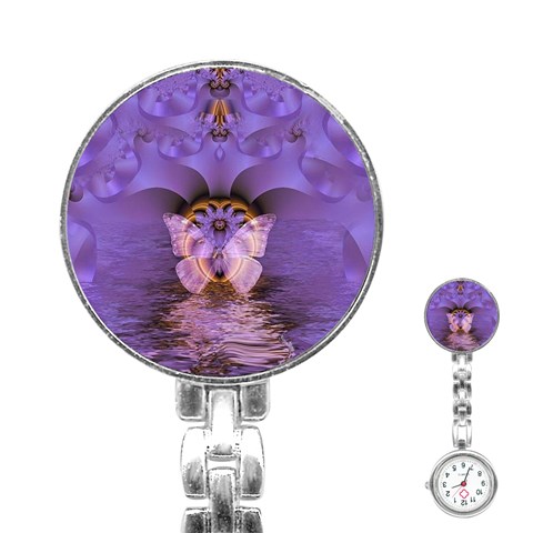Artsy Purple Awareness Butterfly Stainless Steel Nurses Watch from ZippyPress Front