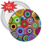 Psychedelic Flowers 3  Button (10 pack)