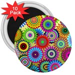 Psychedelic Flowers 3  Button Magnet (10 pack)