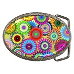 Psychedelic Flowers Belt Buckle (Oval)