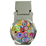 Psychedelic Flowers Money Clip with Watch