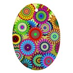 Psychedelic Flowers Oval Ornament (Two Sides)