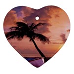 Sunset At The Beach Heart Ornament