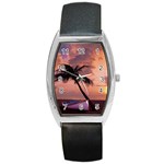 Sunset At The Beach Tonneau Leather Watch