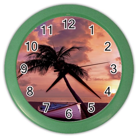 Sunset At The Beach Wall Clock (Color) from ZippyPress Front