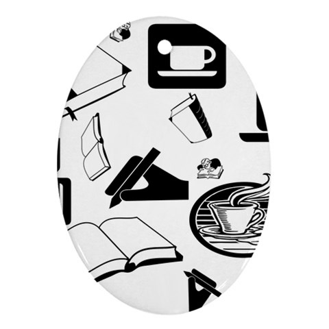 Books And Coffee Oval Ornament from ZippyPress Front