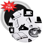 Books And Coffee 3  Button Magnet (10 pack)