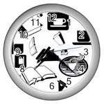 Books And Coffee Wall Clock (Silver)