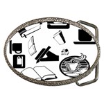 Books And Coffee Belt Buckle (Oval)