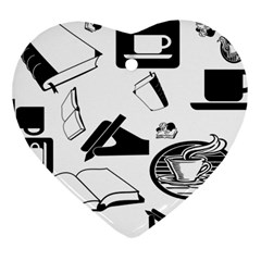 Books And Coffee Heart Ornament (Two Sides) from ZippyPress Front
