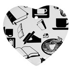 Books And Coffee Heart Ornament (Two Sides)