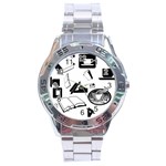 Books And Coffee Stainless Steel Watch