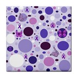Purple Awareness Dots Ceramic Tile