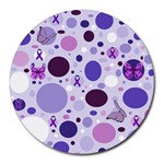 Purple Awareness Dots 8  Mouse Pad (Round)