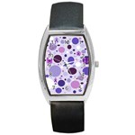 Purple Awareness Dots Tonneau Leather Watch