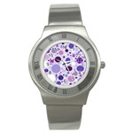 Purple Awareness Dots Stainless Steel Watch (Slim)