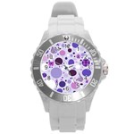 Purple Awareness Dots Plastic Sport Watch (Large)