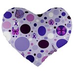 Purple Awareness Dots 19  Premium Heart Shape Cushion