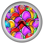 Colored Easter Eggs Wall Clock (Silver)