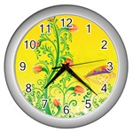Whimsical Tulips Wall Clock (Silver)
