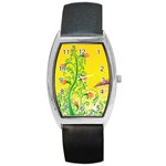 Whimsical Tulips Tonneau Leather Watch