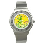 Whimsical Tulips Stainless Steel Watch (Slim)
