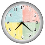 Pastel Textured Squares Wall Clock (Silver)