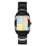 Pastel Textured Squares Stainless Steel Barrel Watch