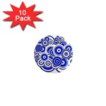 Trippy Blue Swirls 1  Mini Button Magnet (10 pack)