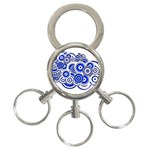 Trippy Blue Swirls 3-Ring Key Chain