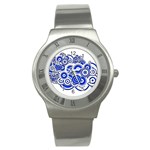 Trippy Blue Swirls Stainless Steel Watch (Slim)