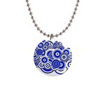 Trippy Blue Swirls Button Necklace