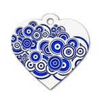 Trippy Blue Swirls Dog Tag Heart (One Sided) 