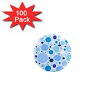 Bubbly Blues 1  Mini Button Magnet (100 pack)
