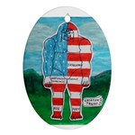 Painted Flag Big Foot Aust Oval Ornament