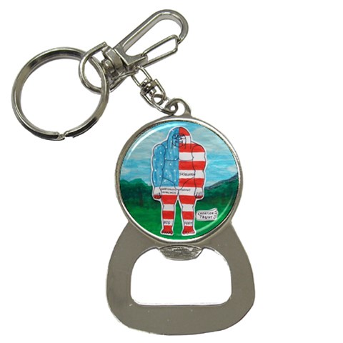 Painted Flag Big Foot Aust Bottle Opener Key Chain from ZippyPress Front