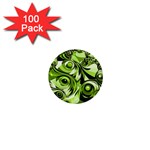 Retro Green Abstract 1  Mini Button (100 pack)
