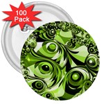 Retro Green Abstract 3  Button (100 pack)