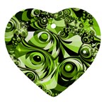 Retro Green Abstract Heart Ornament (Two Sides)