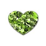 Retro Green Abstract Drink Coasters 4 Pack (Heart) 