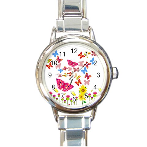 Butterfly Beauty Round Italian Charm Watch from ZippyPress Front