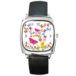 Butterfly Beauty Square Leather Watch