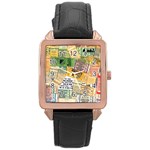 Retro Concert Tickets Rose Gold Leather Watch 