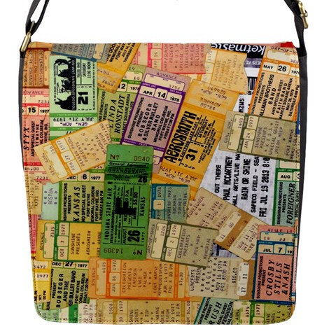 Retro Concert Tickets Flap Closure Messenger Bag (Small) from ZippyPress Front