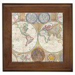 1794 World Map Framed Ceramic Tile