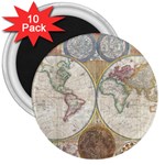 1794 World Map 3  Button Magnet (10 pack)