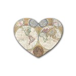 1794 World Map Drink Coasters (Heart)