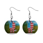 Painted Flag Big Foot Austral Mini Button Earrings