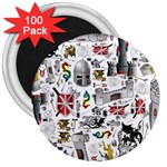 Medieval Mash Up 3  Button Magnet (100 pack)