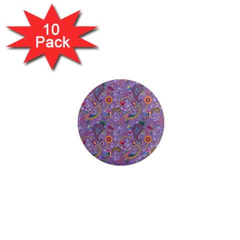 Purple Paisley 1  Mini Button Magnet (10 pack) from ZippyPress Front